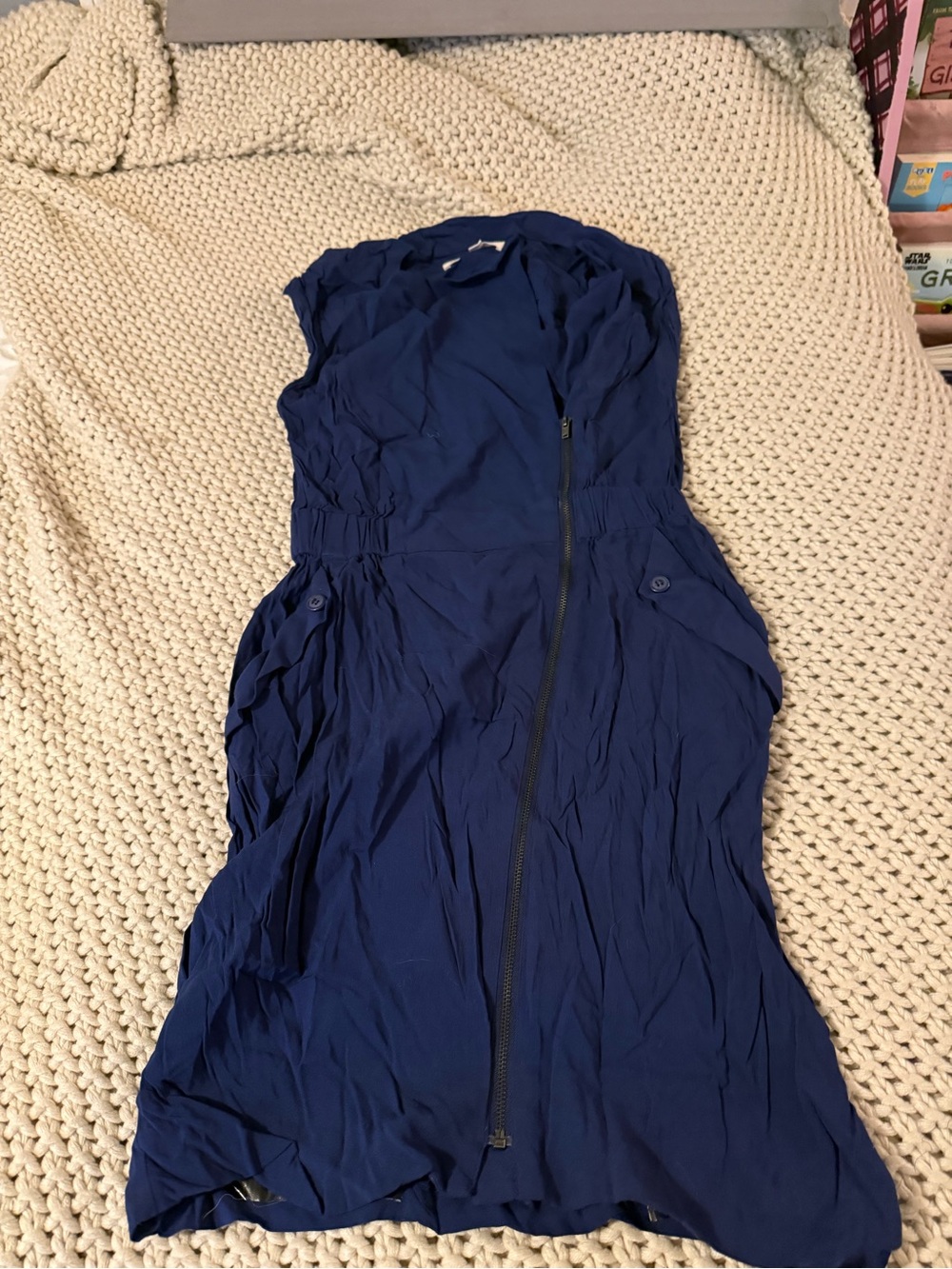 BCBGeneration Strapless Navy Blue Zip-Front Dress